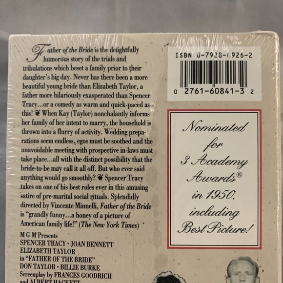 Father of the Bride VHS Tape Spencer Tracy Joan Bennett Elizabeth Taylor SEALED - Picture 5 of 12
